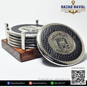 Juego 6 Posavasos Escuela Naval del Perú enchapados en Plateado