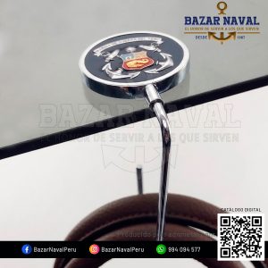 Cuelga bolso de metal escudo Marina de Guerra del Perú enchapado en plateado