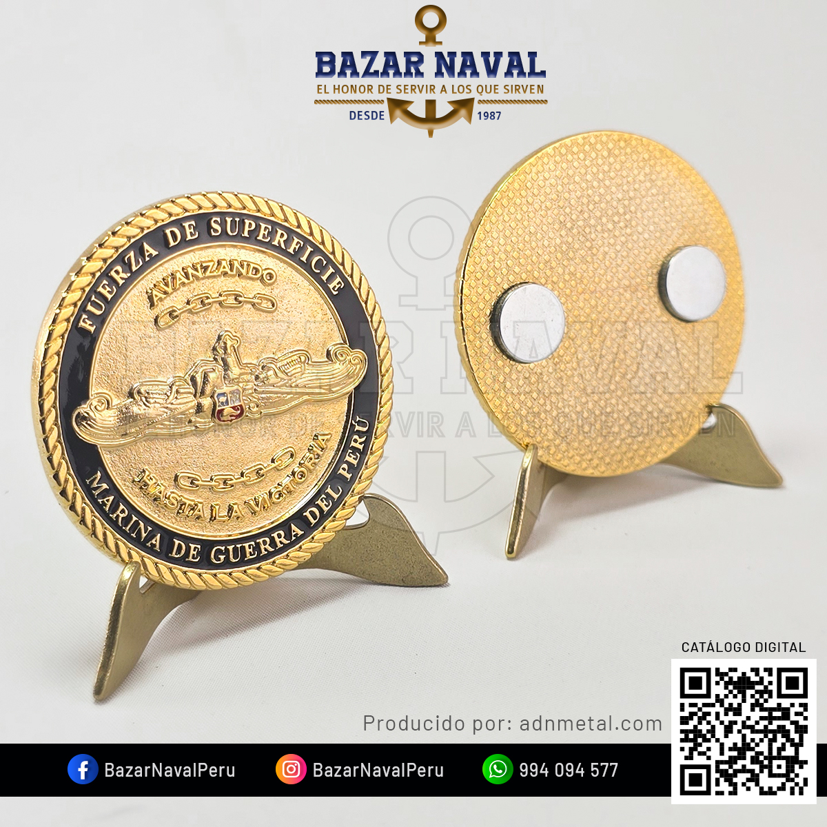 Imantado Fuerza de Superficie "Símbolo del Poder Naval" enchapado en oro