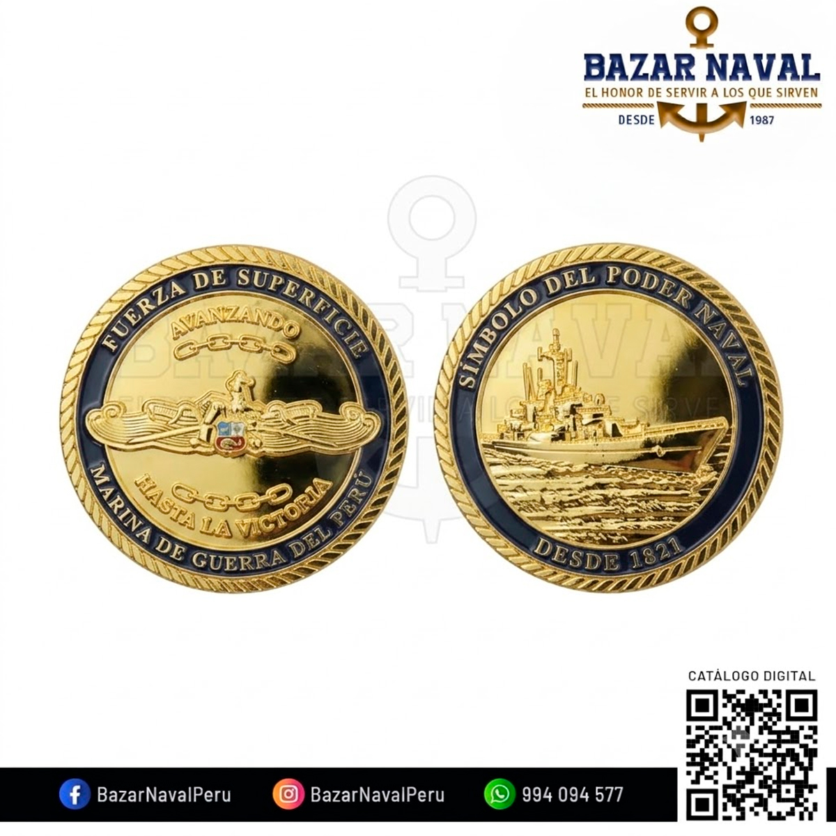 Moneda Fuerza de Superficie "Símbolo del Poder Naval" enchapado en oro